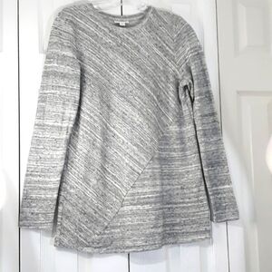 J.JILL Pure Jill 100% Cotton Long-Sleeve Gray and White Top Size XS
